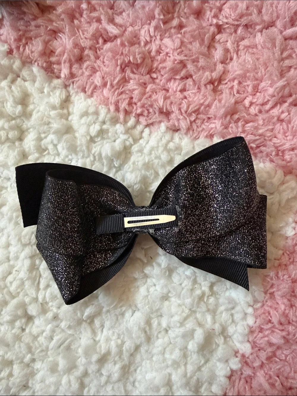 Set of 3 Decorative Hair Bows - Silver & Black, Glitter Black, Gold